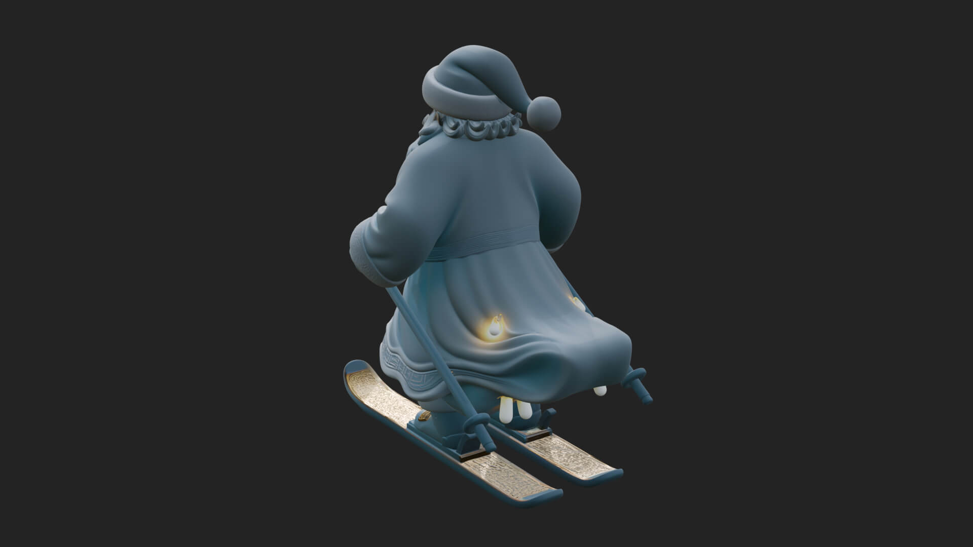 Skiing Santa Statue Design 2 3D Print Model 3D Model