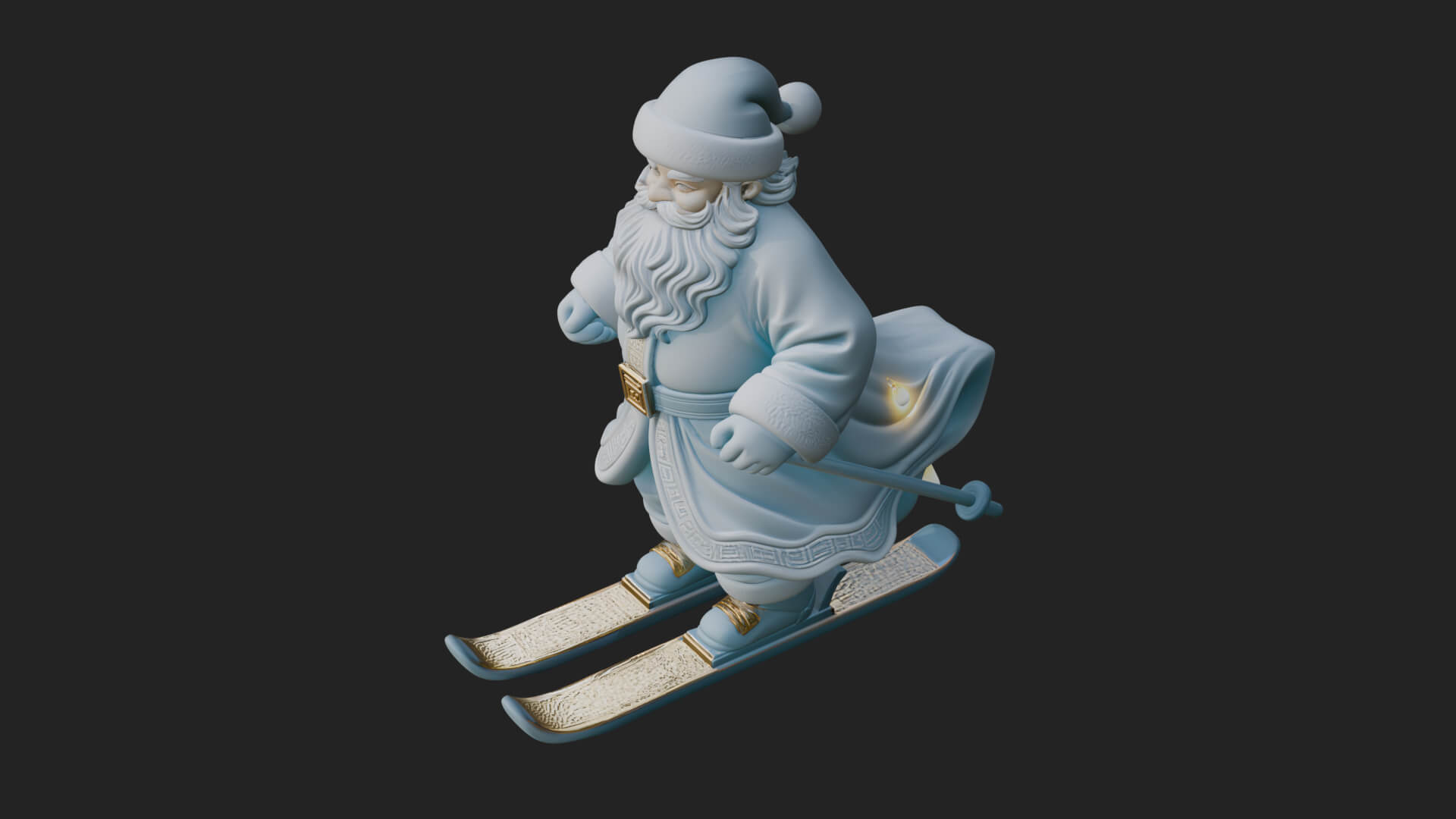 Skiing Santa Statue Design 2 3D Print Model 3D Model
