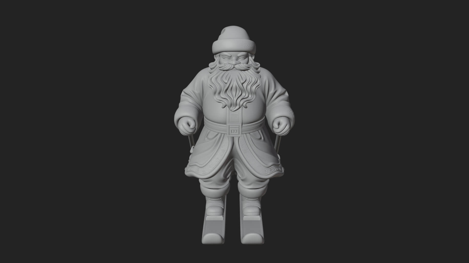 Skiing Santa Statue Design 2 3D Print Model 3D Model