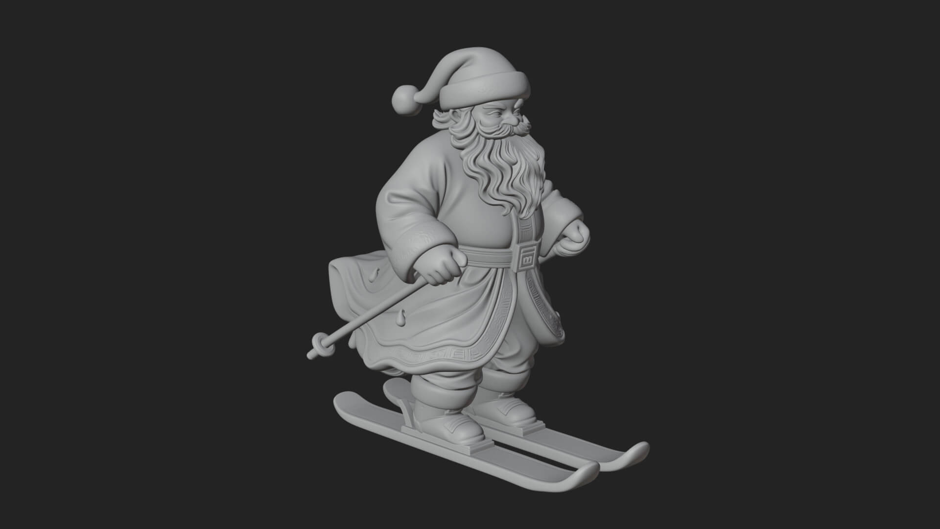 Skiing Santa Statue Design 2 3D Print Model 3D Model