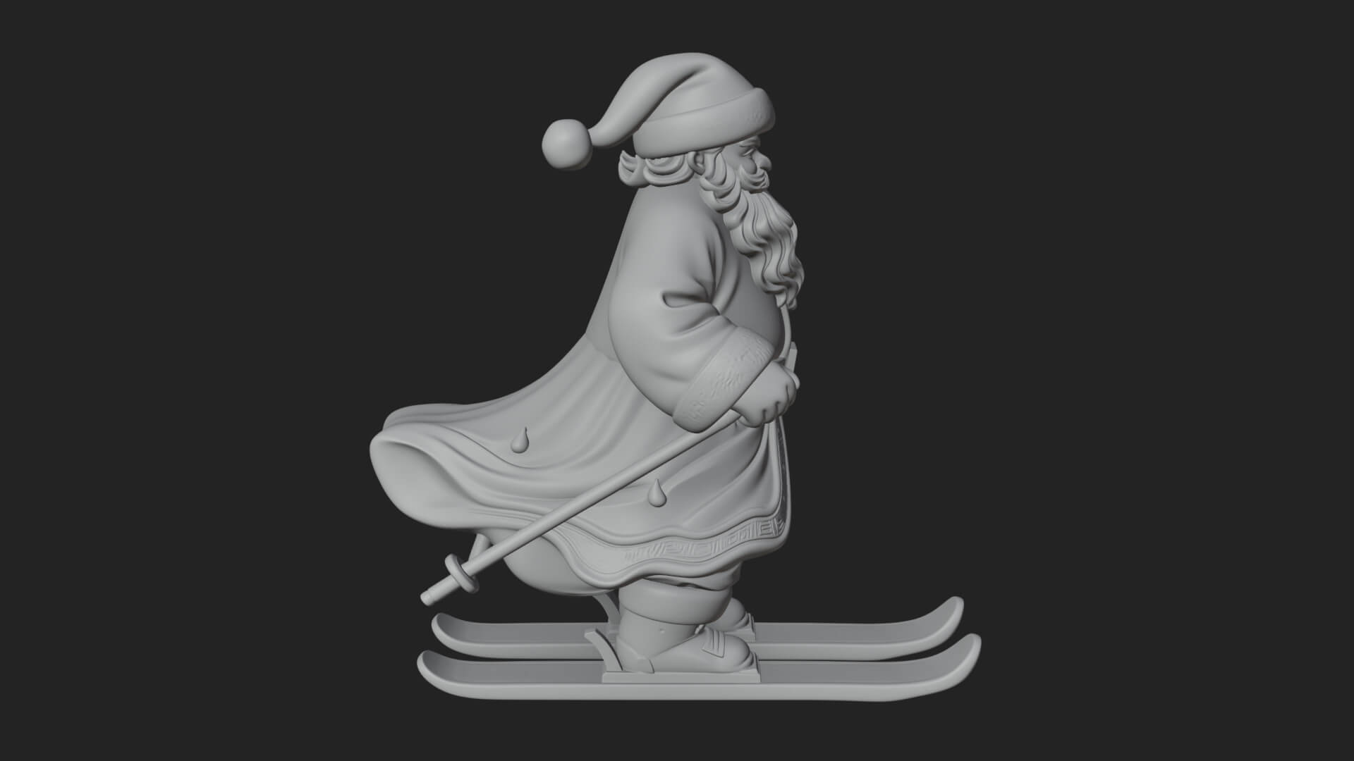 Skiing Santa Statue Design 2 3D Print Model 3D Model