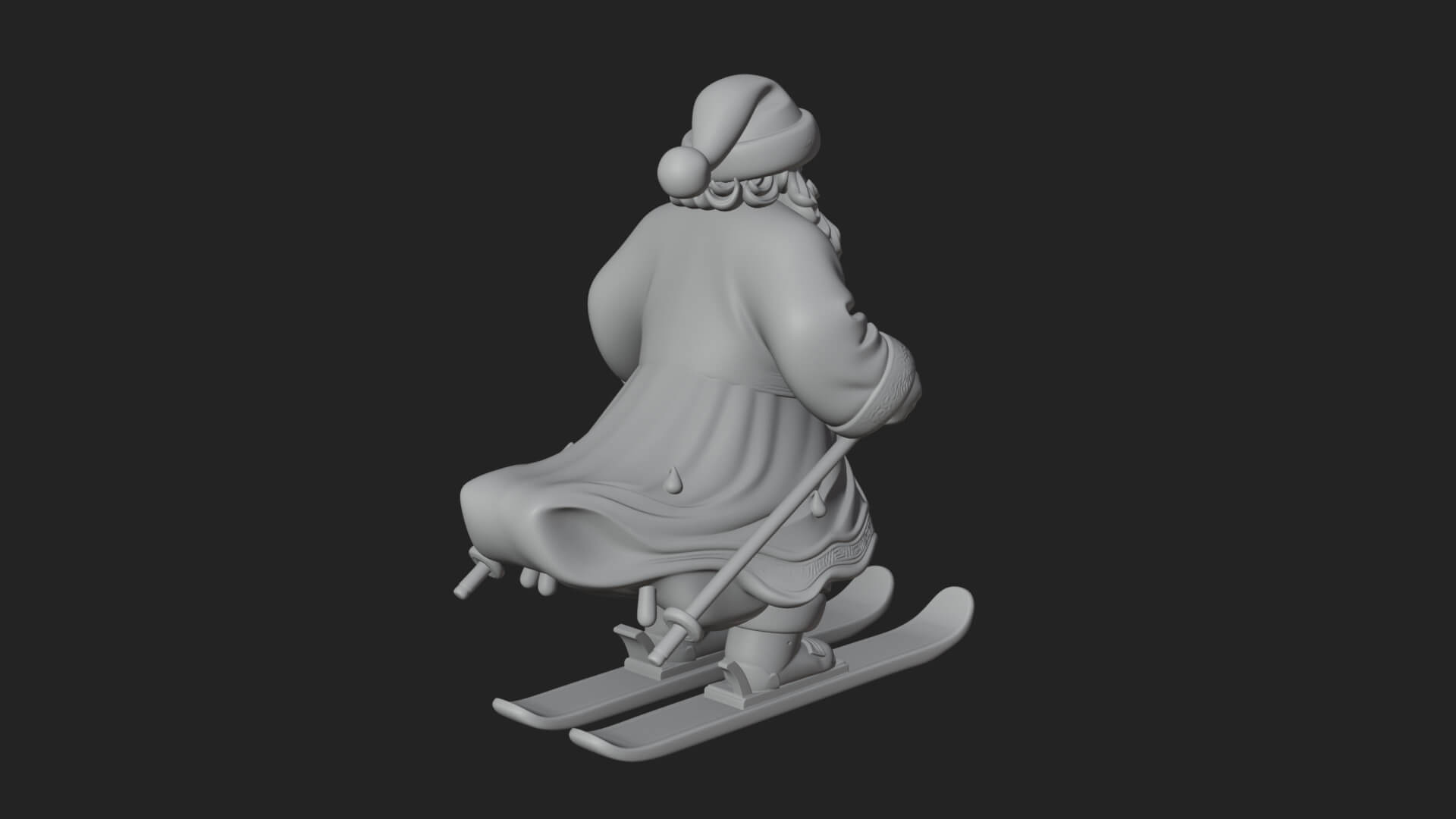 Skiing Santa Statue Design 2 3D Print Model 3D Model