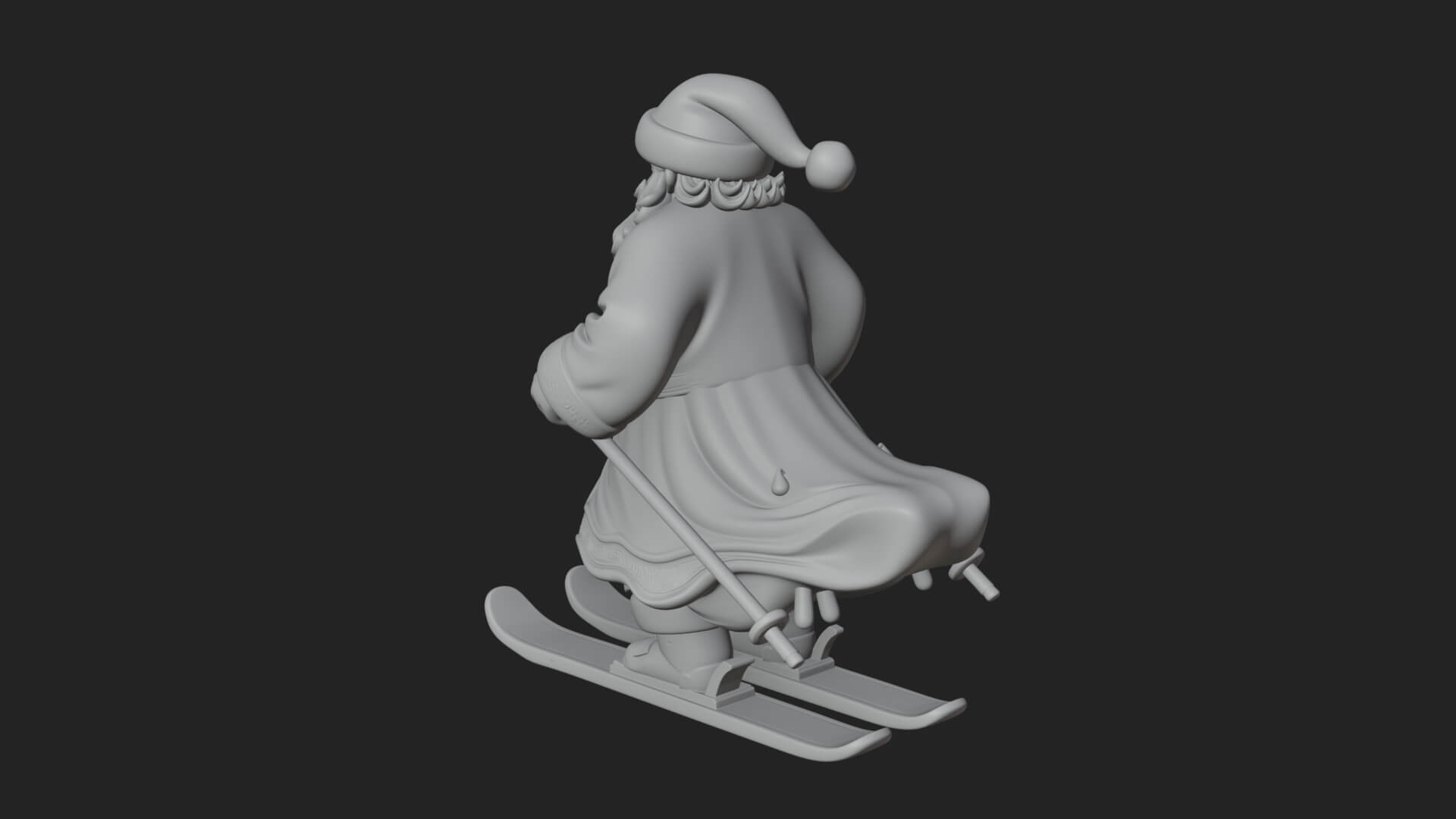 Skiing Santa Statue Design 2 3D Print Model 3D Model