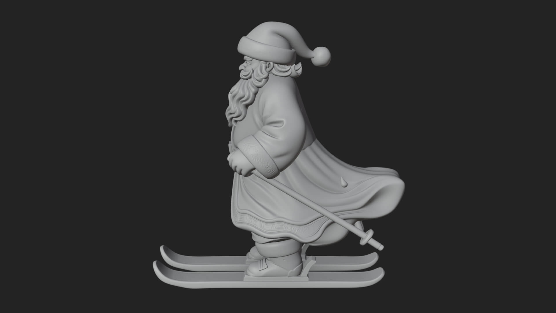 Skiing Santa Statue Design 2 3D Print Model 3D Model