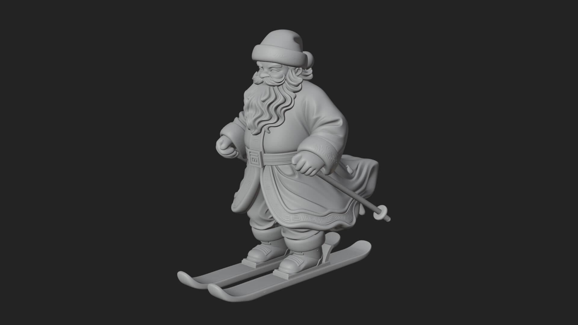 Skiing Santa Statue Design 2 3D Print Model 3D Model