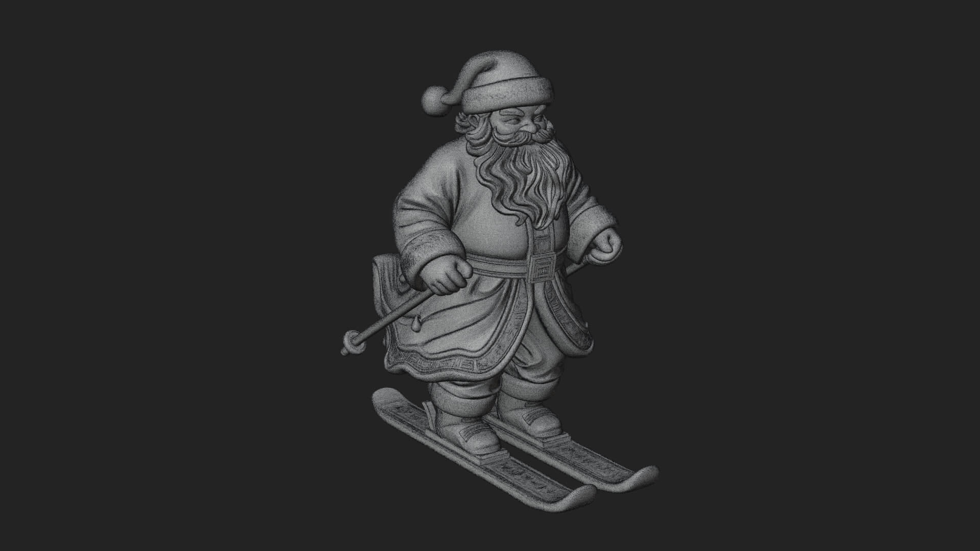 Skiing Santa Statue Design 2 3D Print Model 3D Model