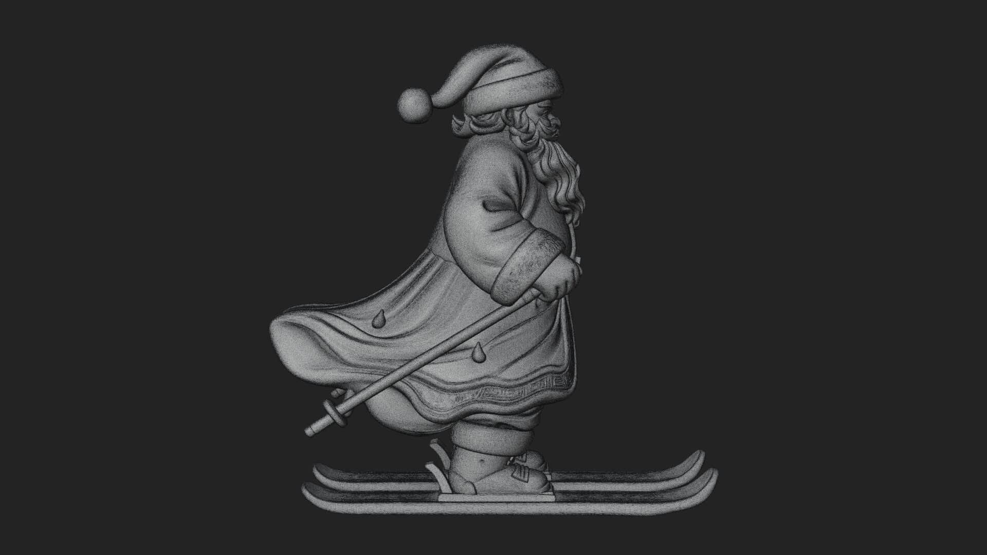Skiing Santa Statue Design 2 3D Print Model 3D Model