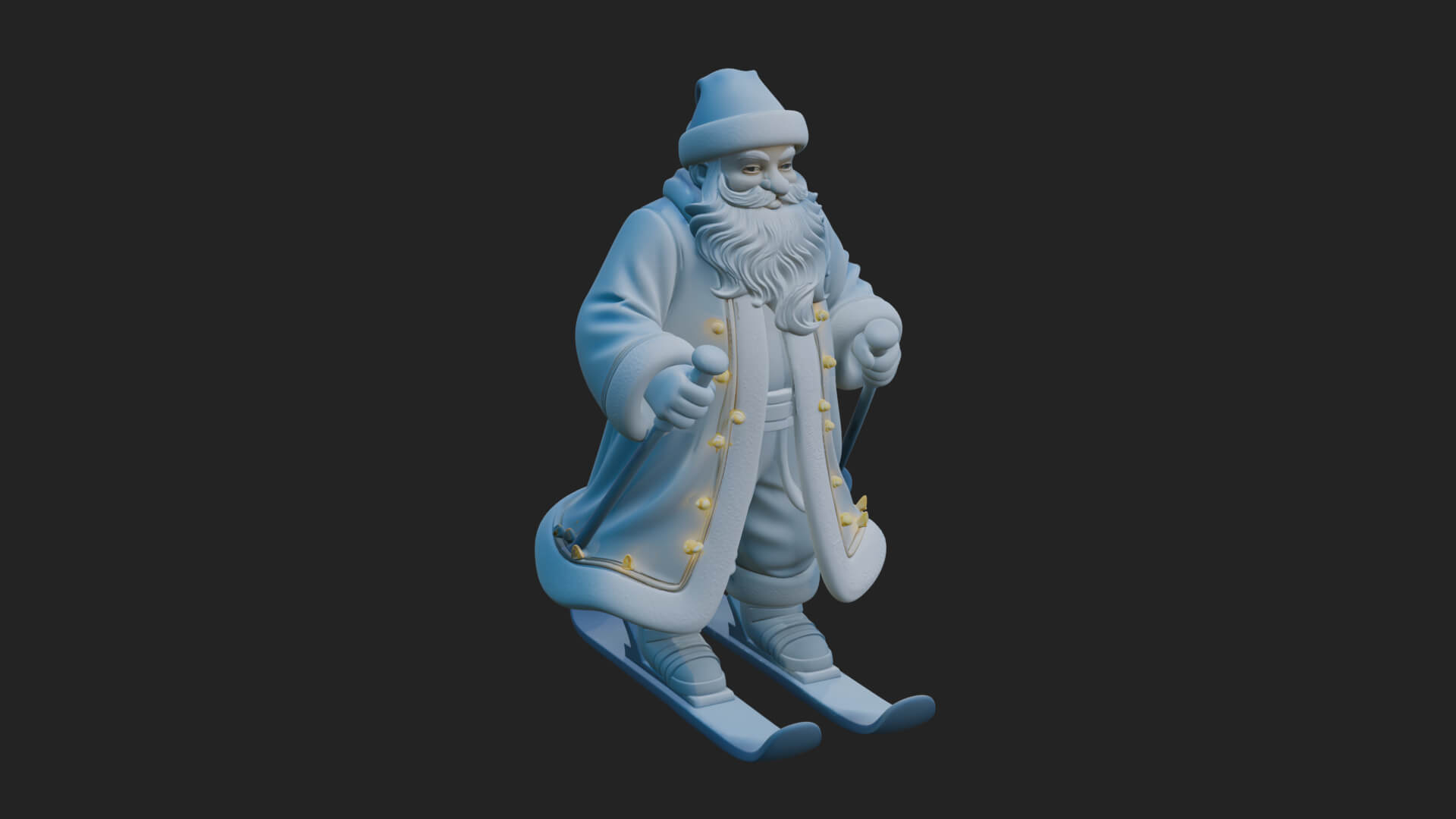 Skiing Santa Statue Design 3 3D Print Model 3D Model