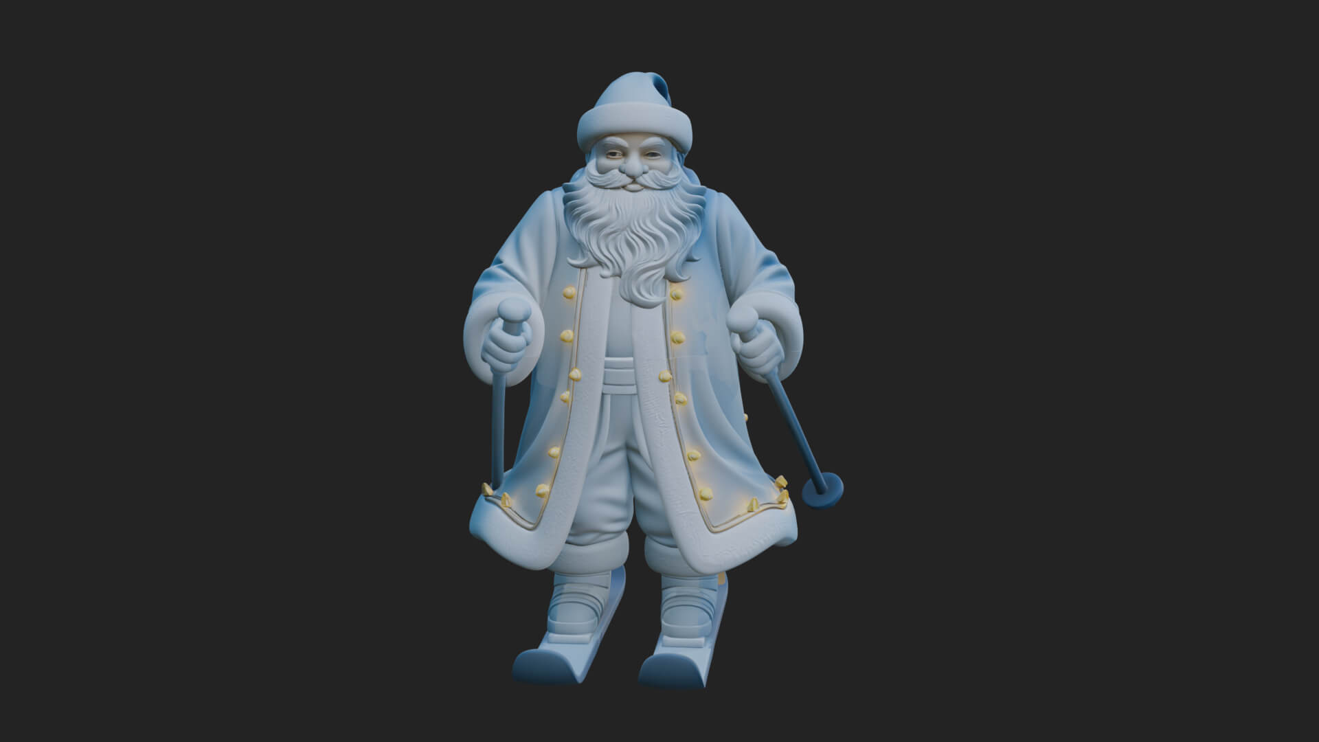 Skiing Santa Statue Design 3 3D Print Model 3D Model