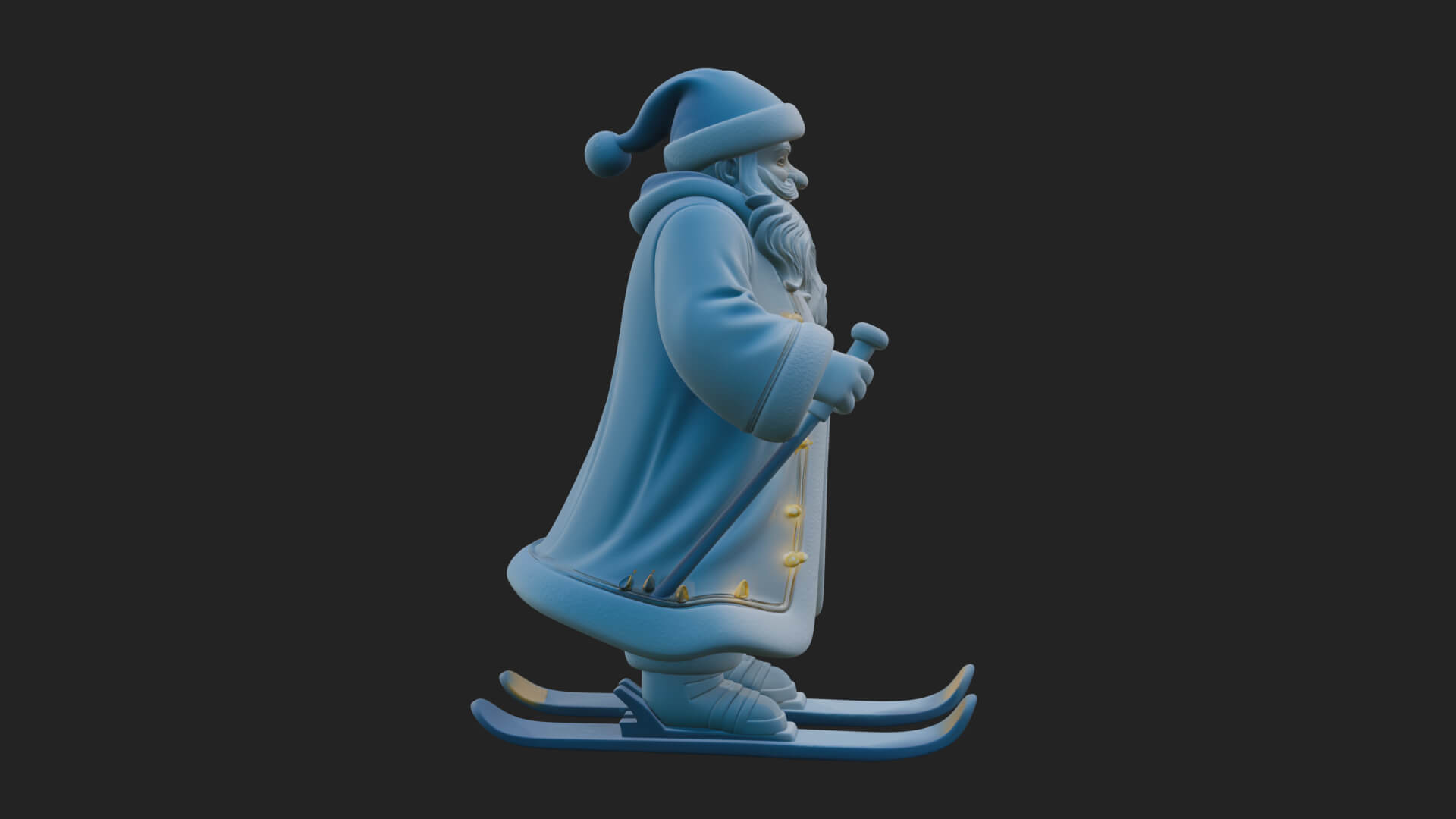 Skiing Santa Statue Design 3 3D Print Model 3D Model