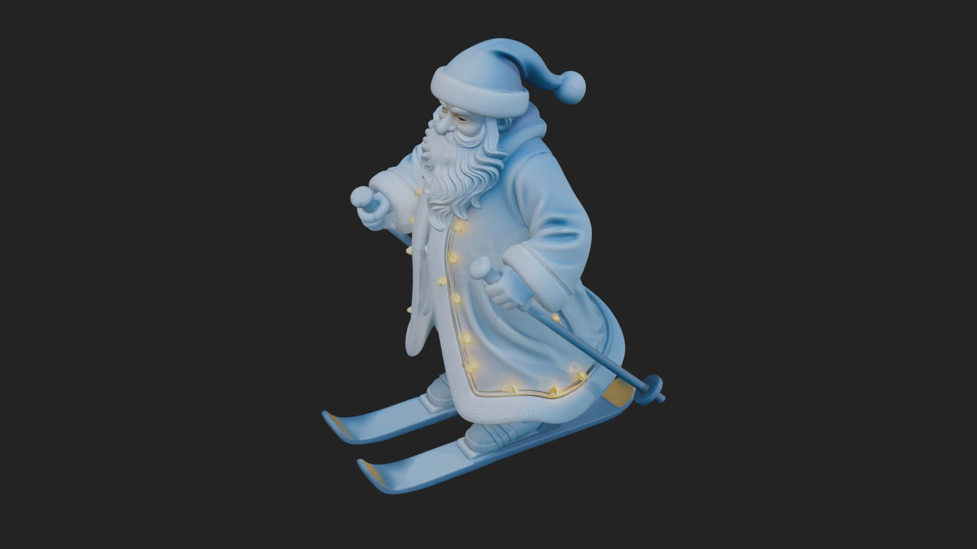 Skiing Santa Statue Design 3 3D Print Model 3D Model