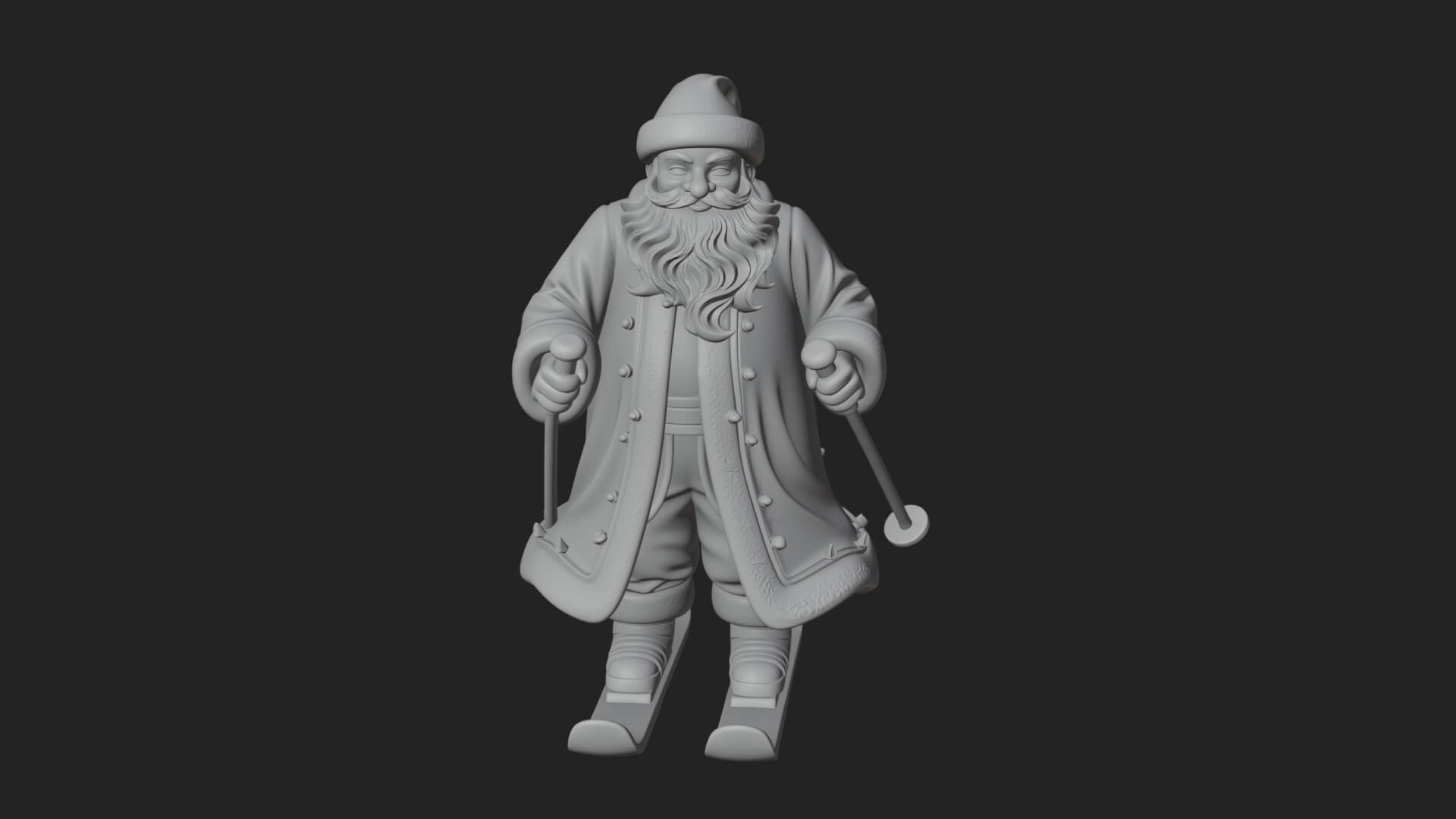 Skiing Santa Statue Design 3 3D Print Model 3D Model