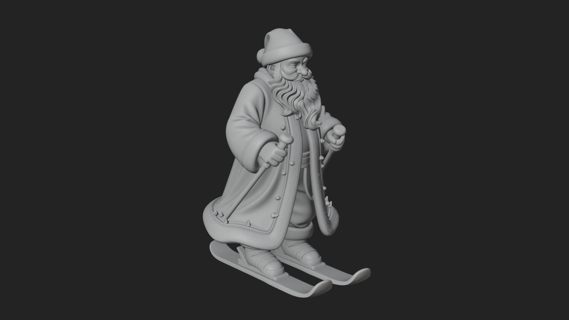 Skiing Santa Statue Design 3 3D Print Model 3D Model