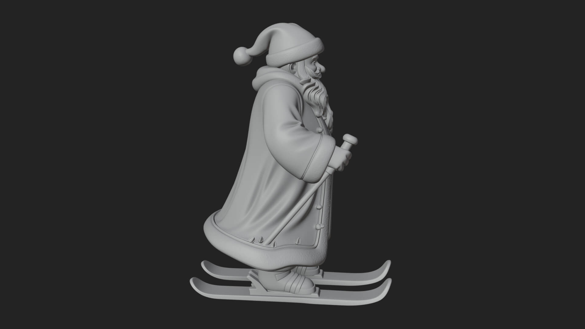 Skiing Santa Statue Design 3 3D Print Model 3D Model