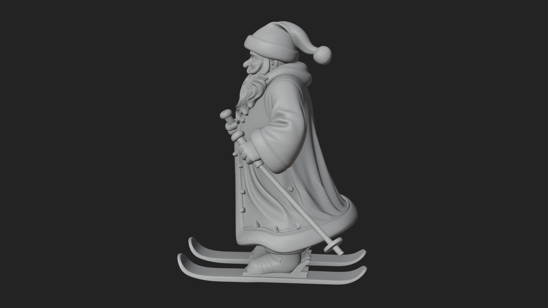 Skiing Santa Statue Design 3 3D Print Model 3D Model