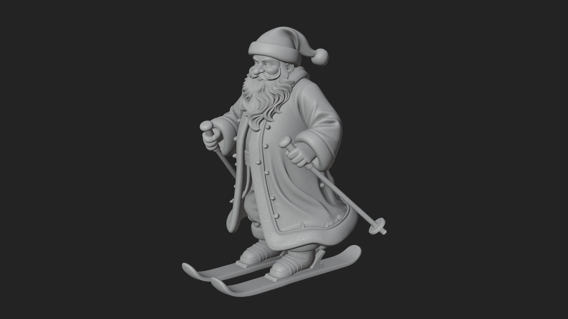 Skiing Santa Statue Design 3 3D Print Model 3D Model