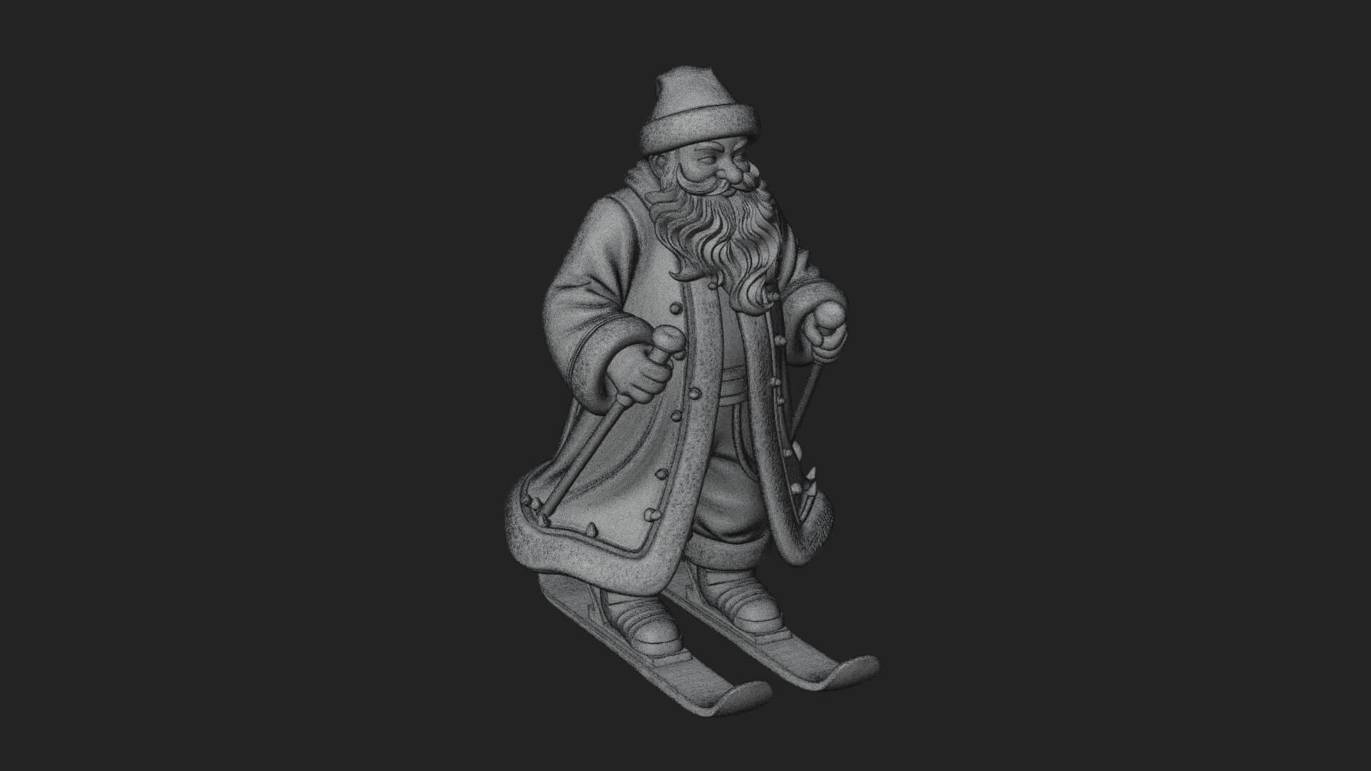 Skiing Santa Statue Design 3 3D Print Model 3D Model