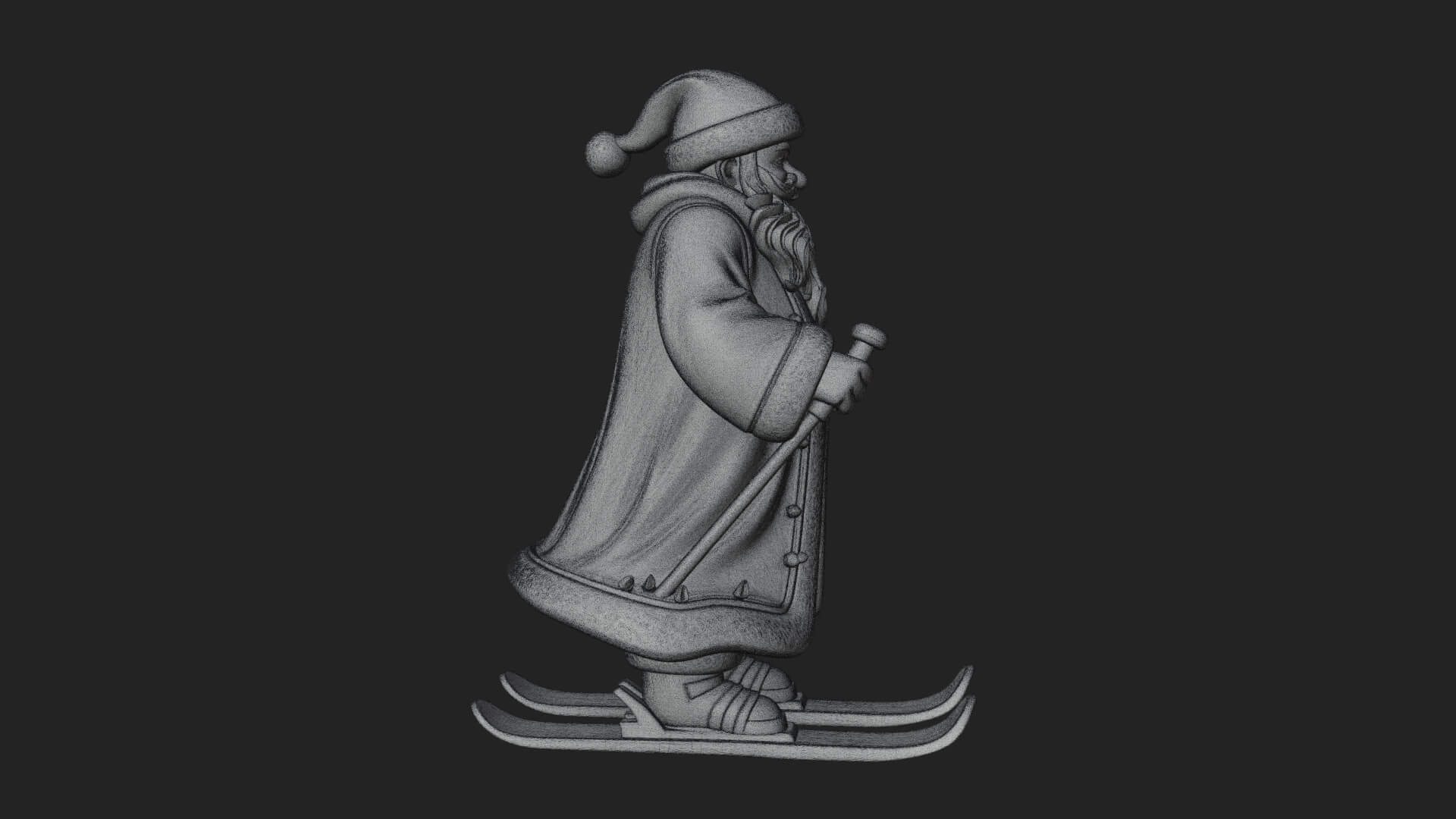 Skiing Santa Statue Design 3 3D Print Model 3D Model