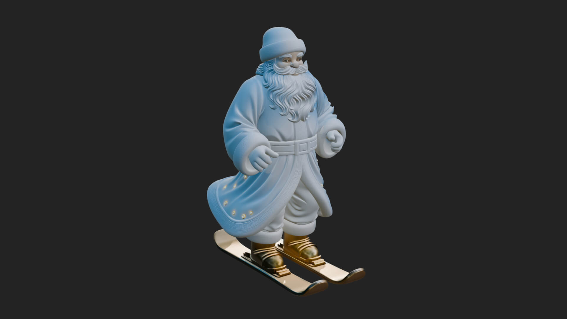 Skiing Santa Statue Design 4 3D Print Model 3D Model