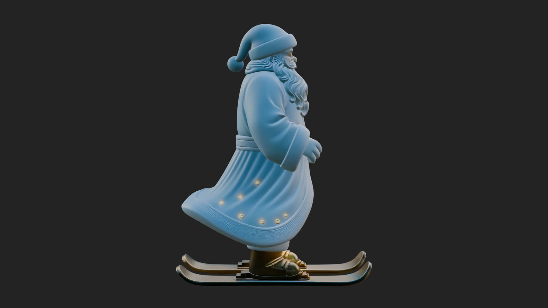Skiing Santa Statue Design 4 3D Print Model 3D Model