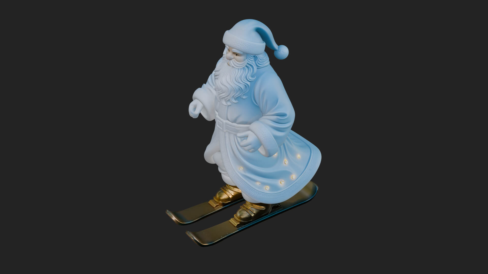 Skiing Santa Statue Design 4 3D Print Model 3D Model