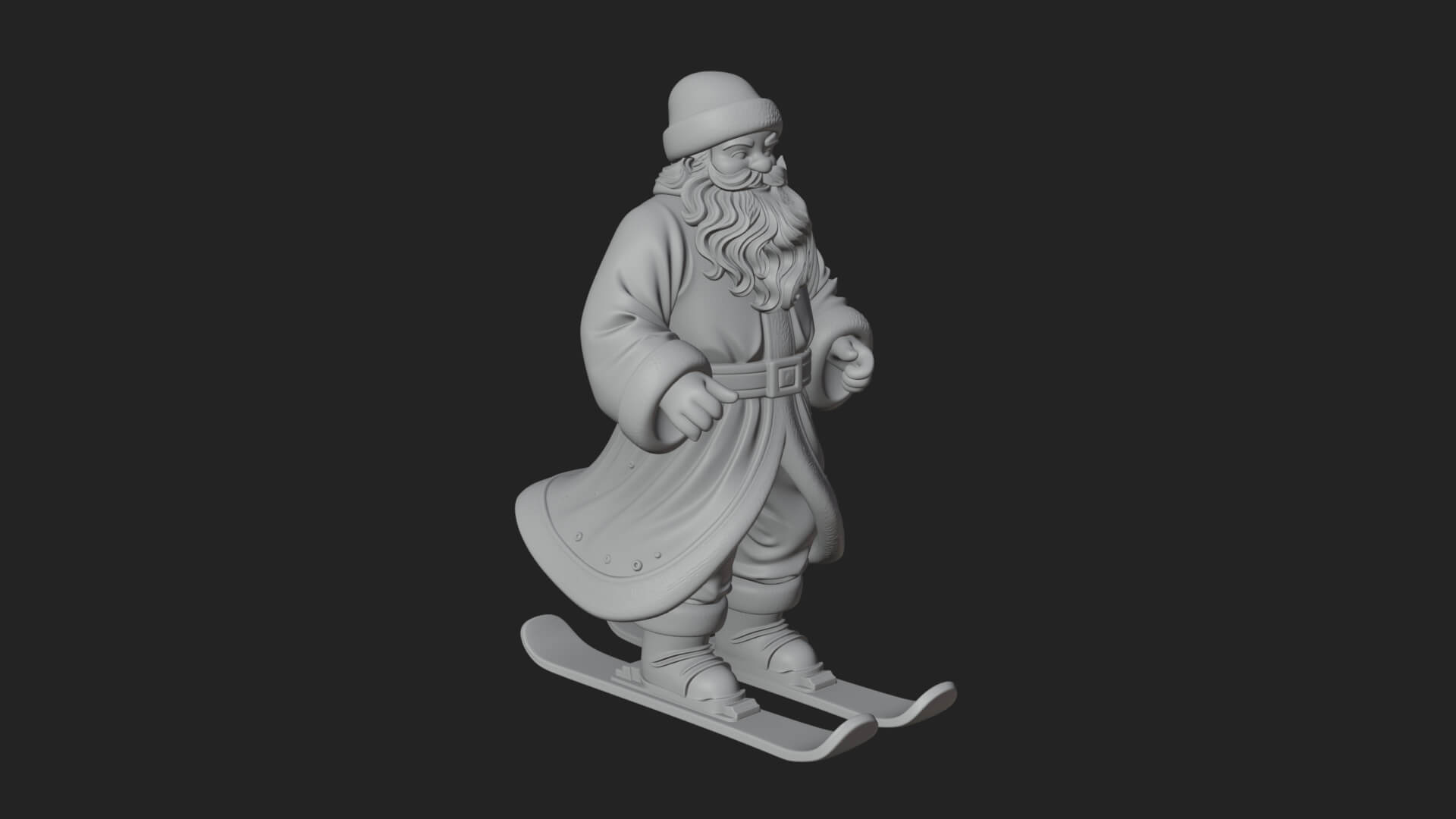 Skiing Santa Statue Design 4 3D Print Model 3D Model