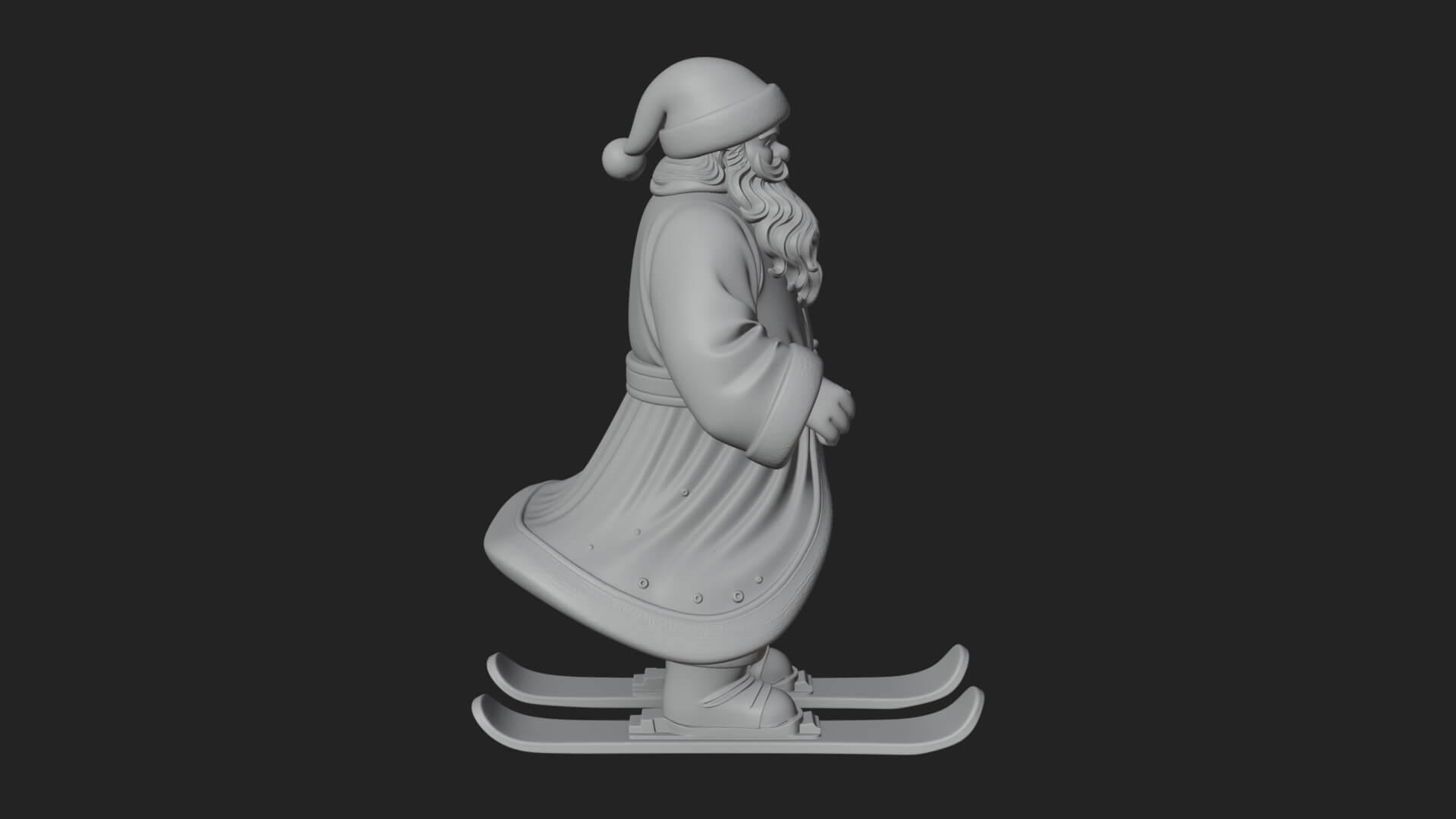 Skiing Santa Statue Design 4 3D Print Model 3D Model