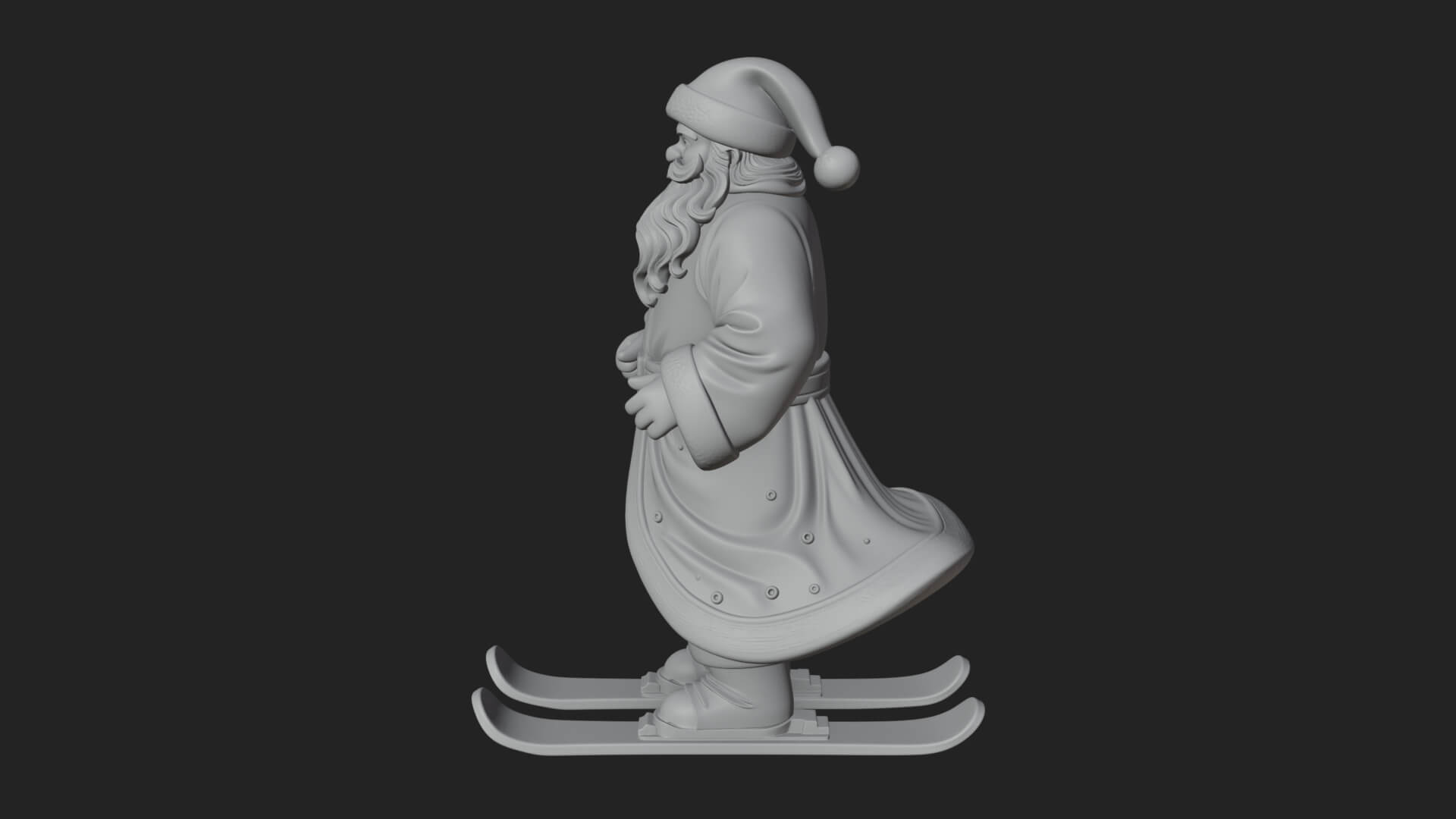 Skiing Santa Statue Design 4 3D Print Model 3D Model