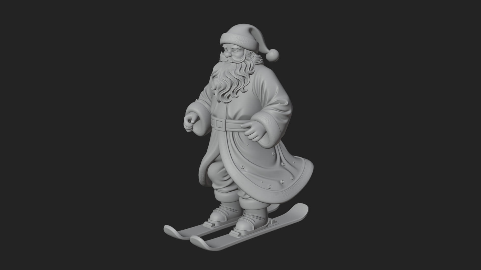 Skiing Santa Statue Design 4 3D Print Model 3D Model