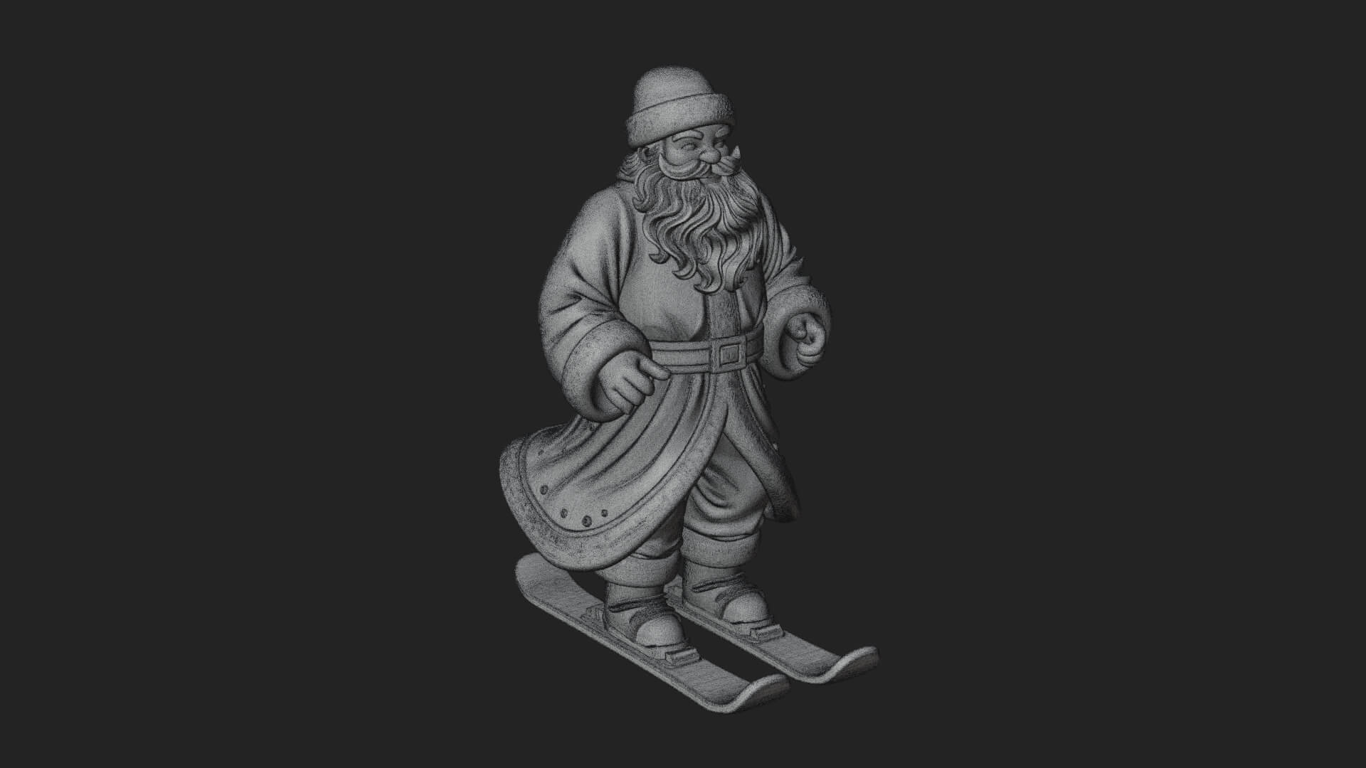 Skiing Santa Statue Design 4 3D Print Model 3D Model