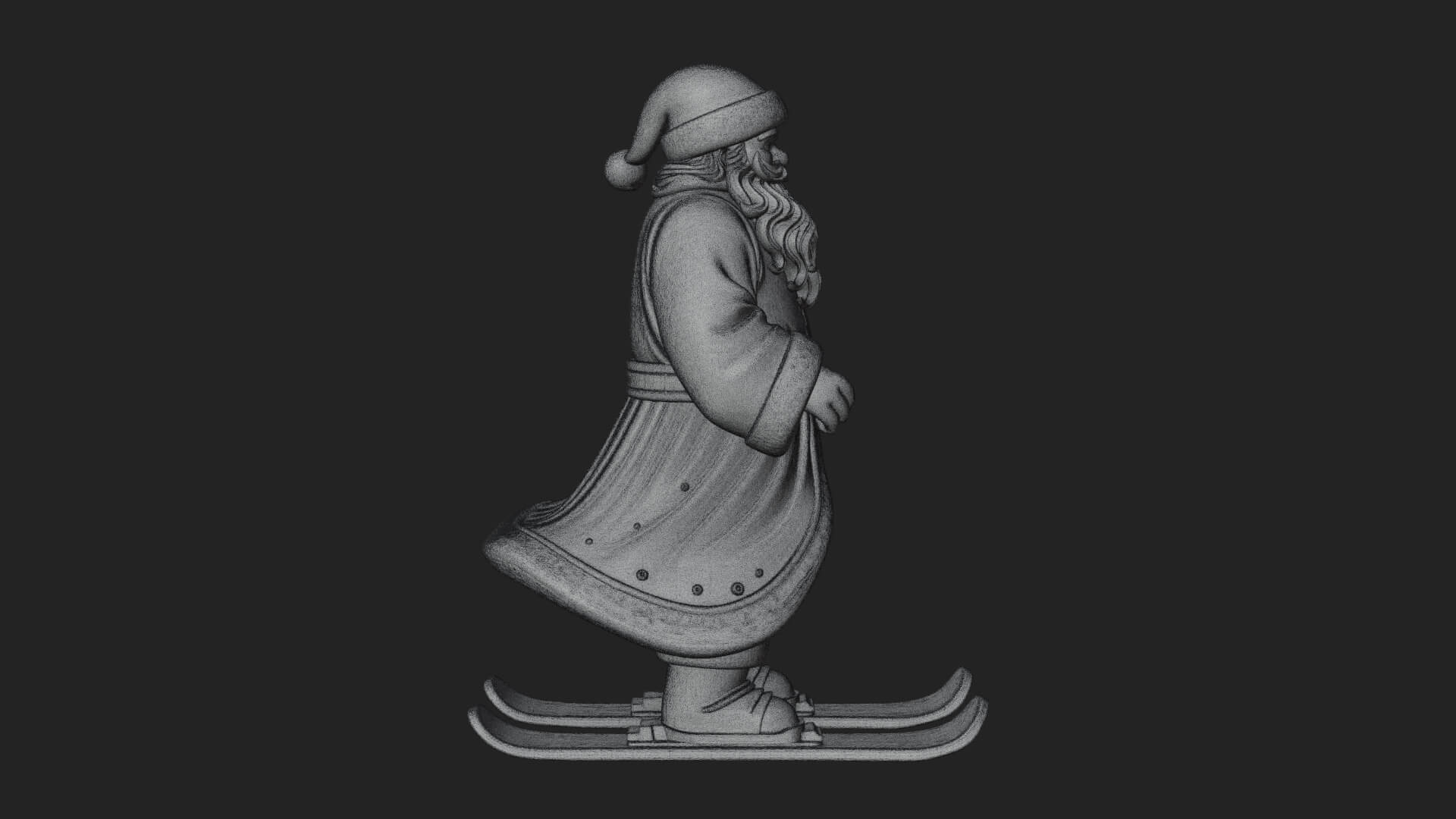 Skiing Santa Statue Design 4 3D Print Model 3D Model