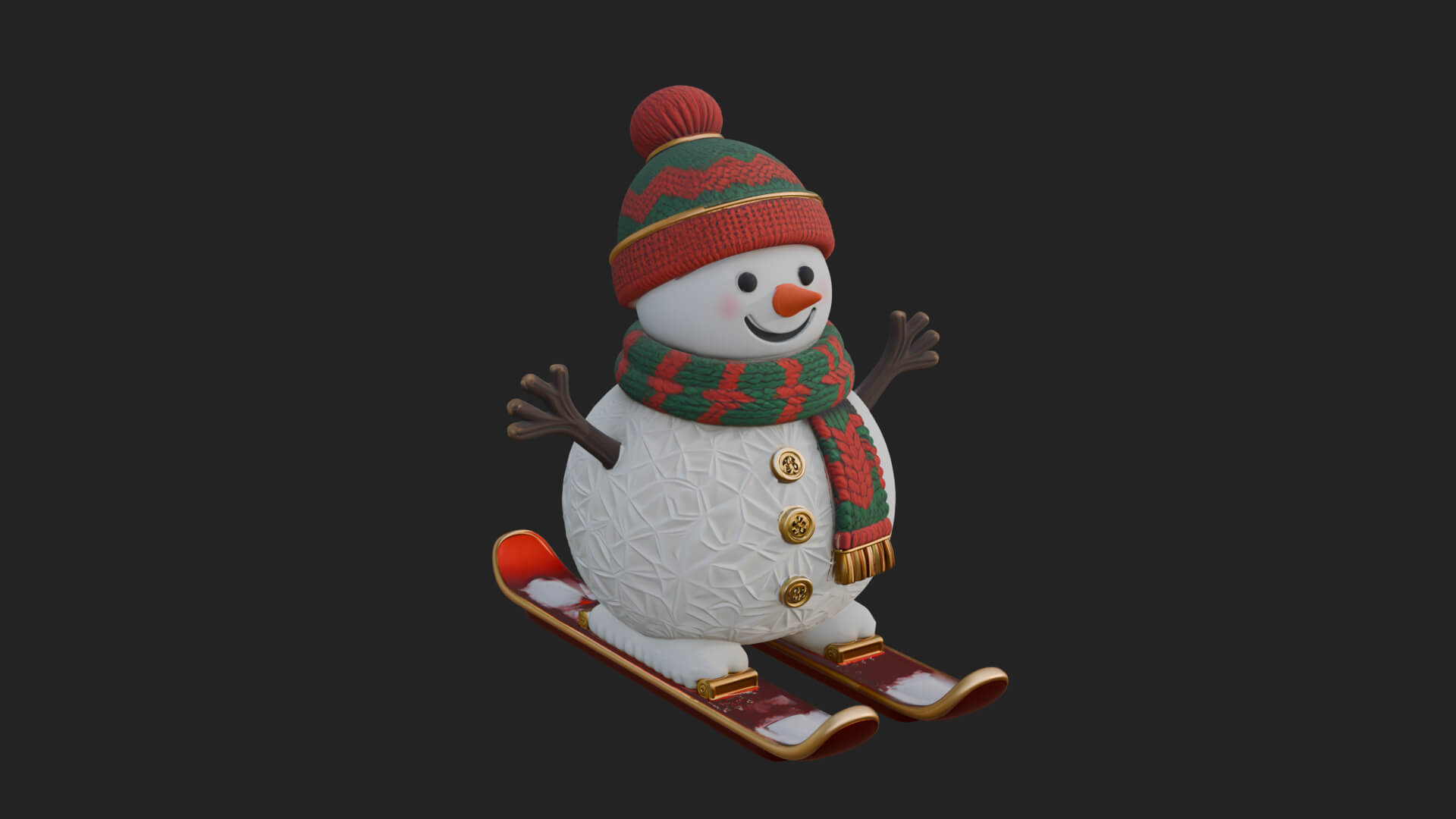 Skiing Snowman Statue Design 1 3D Print Model 3D Model