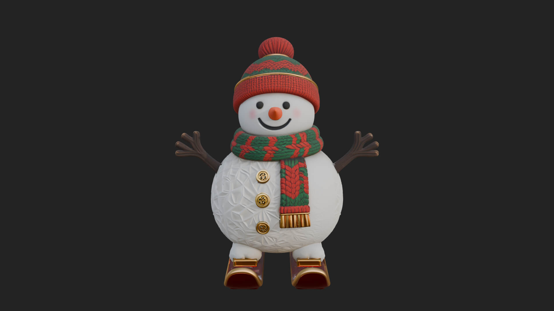 Skiing Snowman Statue Design 1 3D Print Model 3D Model