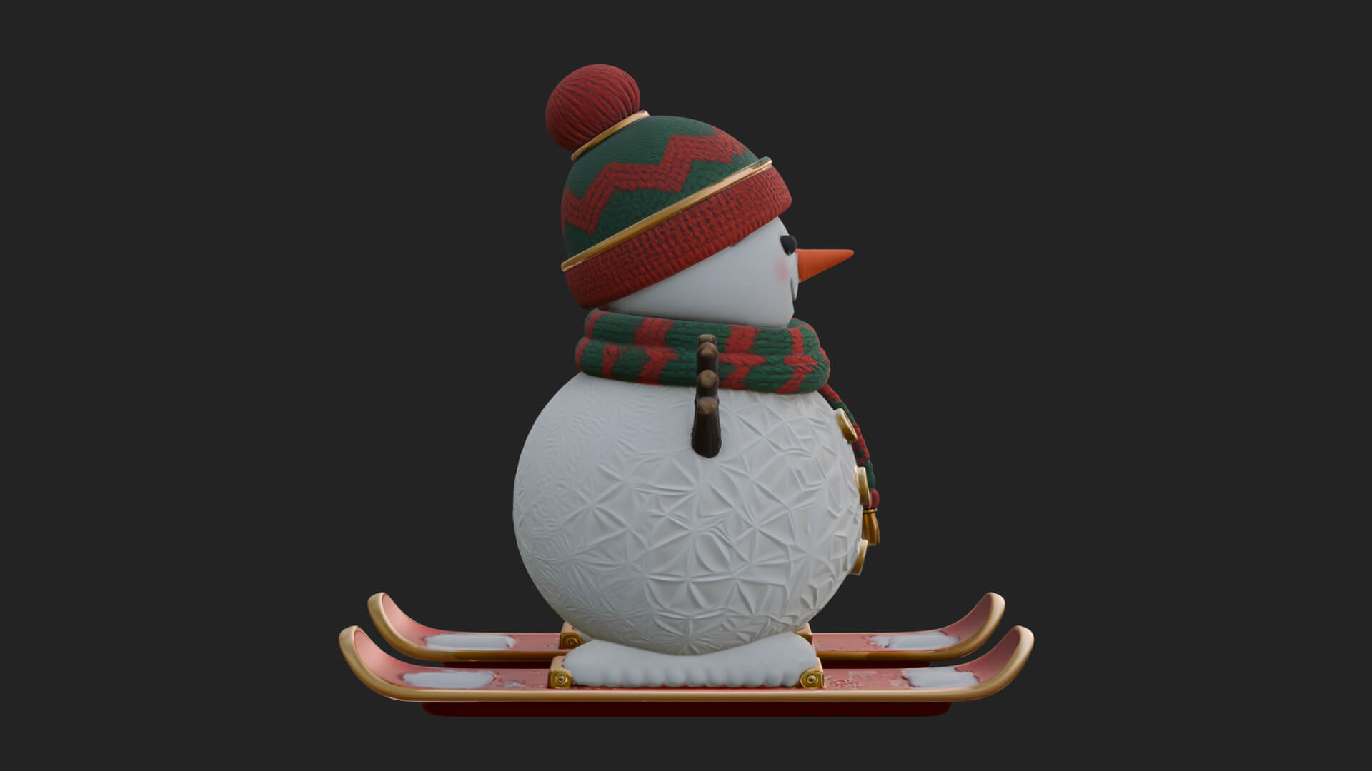 Skiing Snowman Statue Design 1 3D Print Model 3D Model