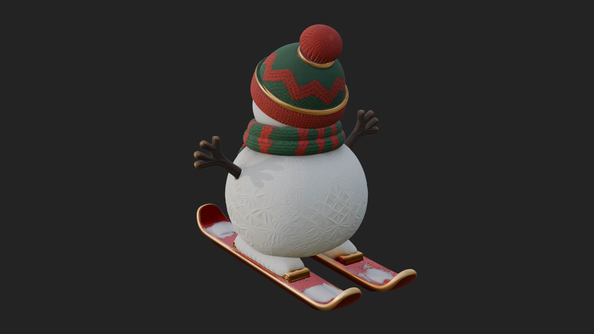 Skiing Snowman Statue Design 1 3D Print Model 3D Model