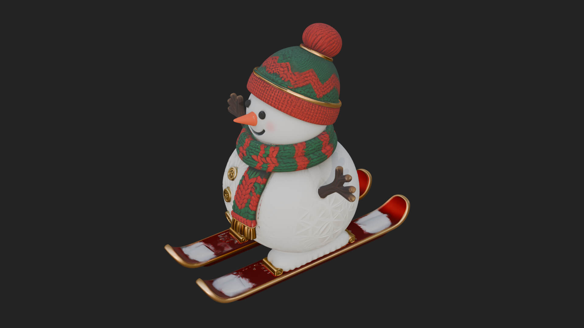 Skiing Snowman Statue Design 1 3D Print Model 3D Model