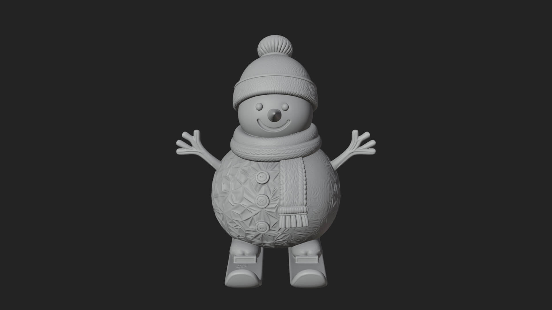 Skiing Snowman Statue Design 1 3D Print Model 3D Model