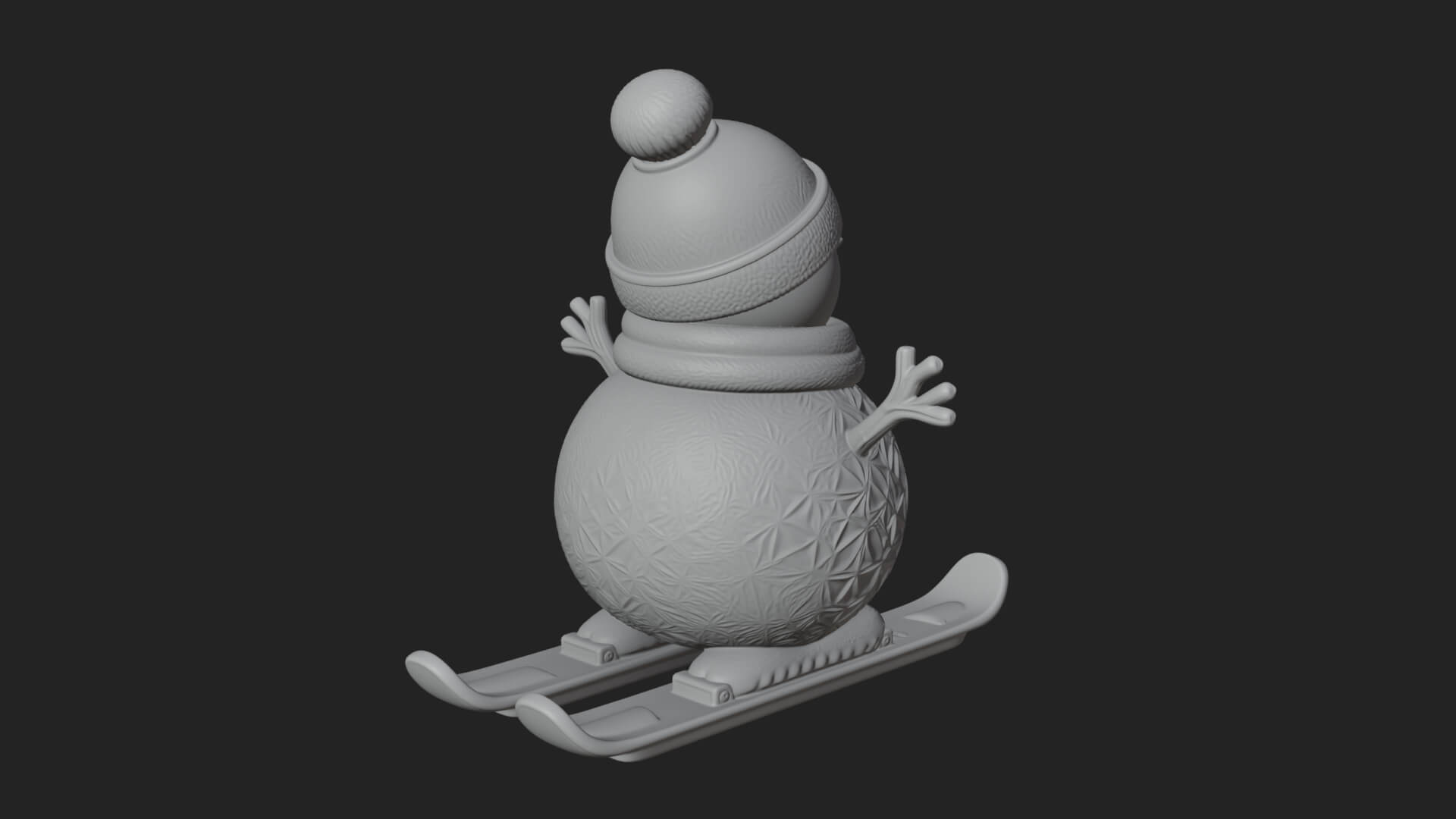 Skiing Snowman Statue Design 1 3D Print Model 3D Model