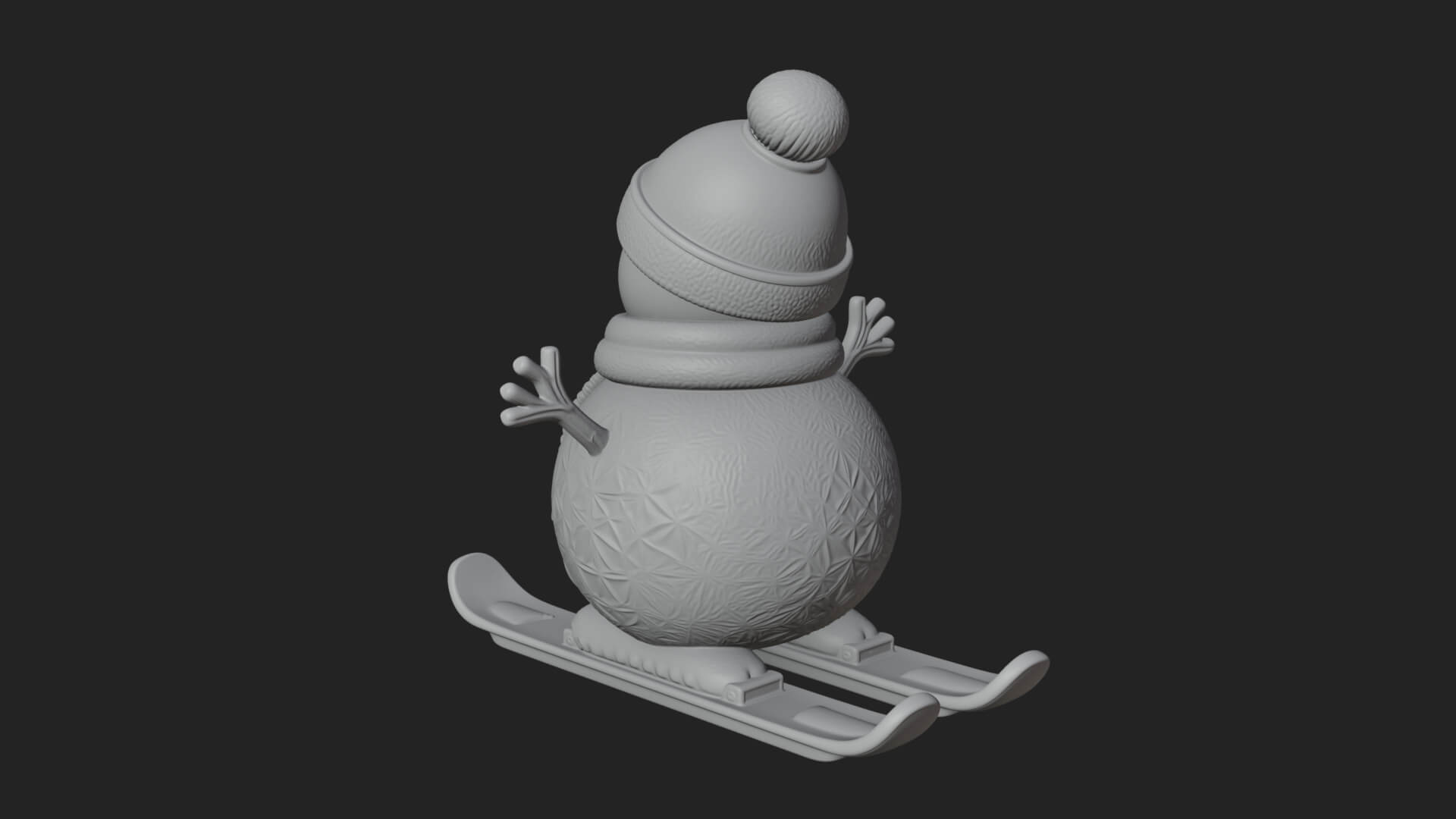 Skiing Snowman Statue Design 1 3D Print Model 3D Model