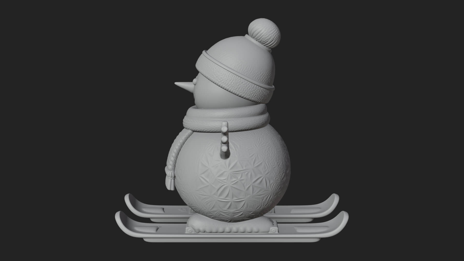 Skiing Snowman Statue Design 1 3D Print Model 3D Model