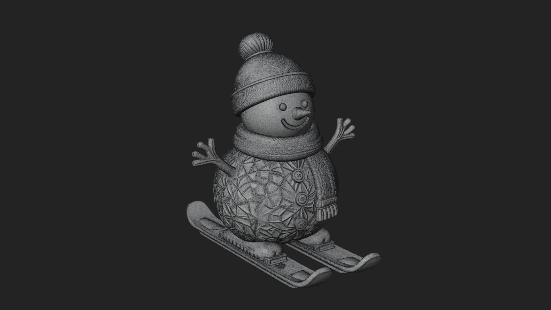 Skiing Snowman Statue Design 1 3D Print Model 3D Model