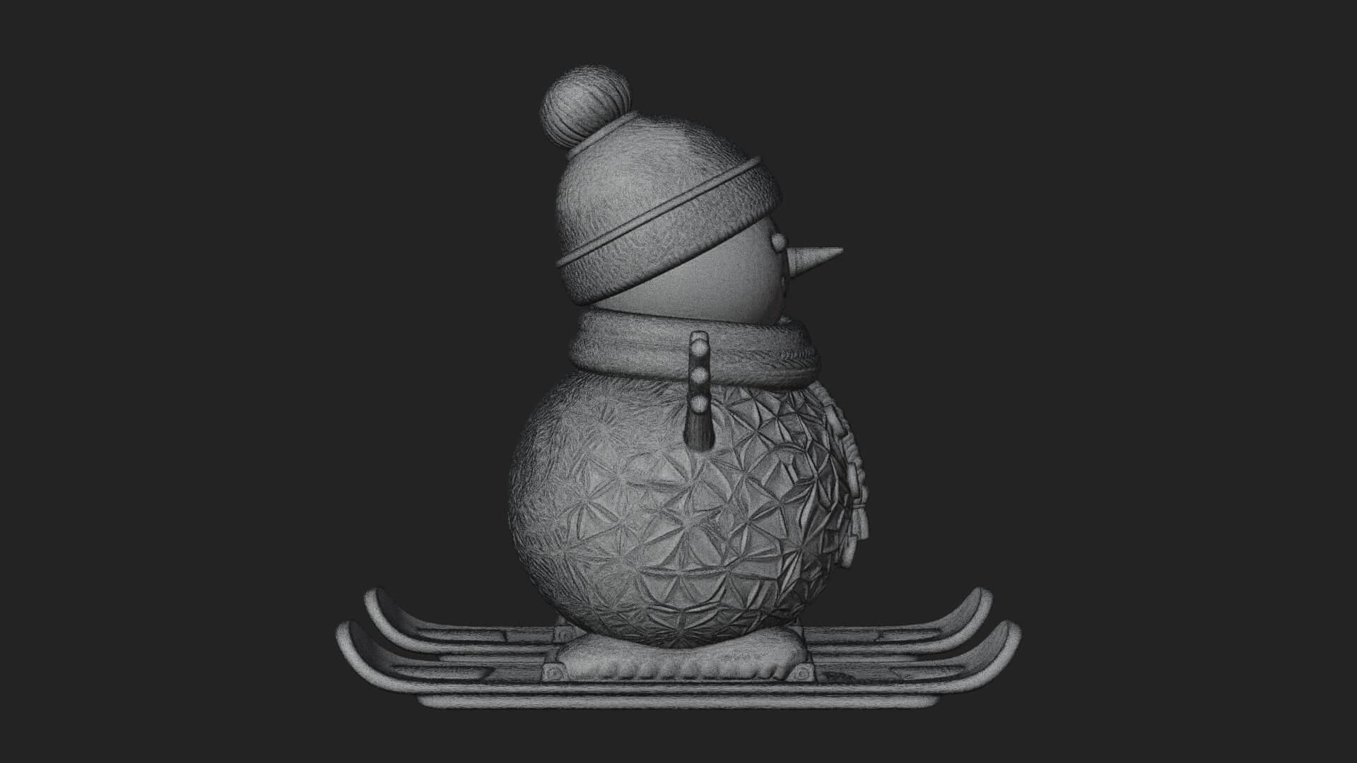Skiing Snowman Statue Design 1 3D Print Model 3D Model