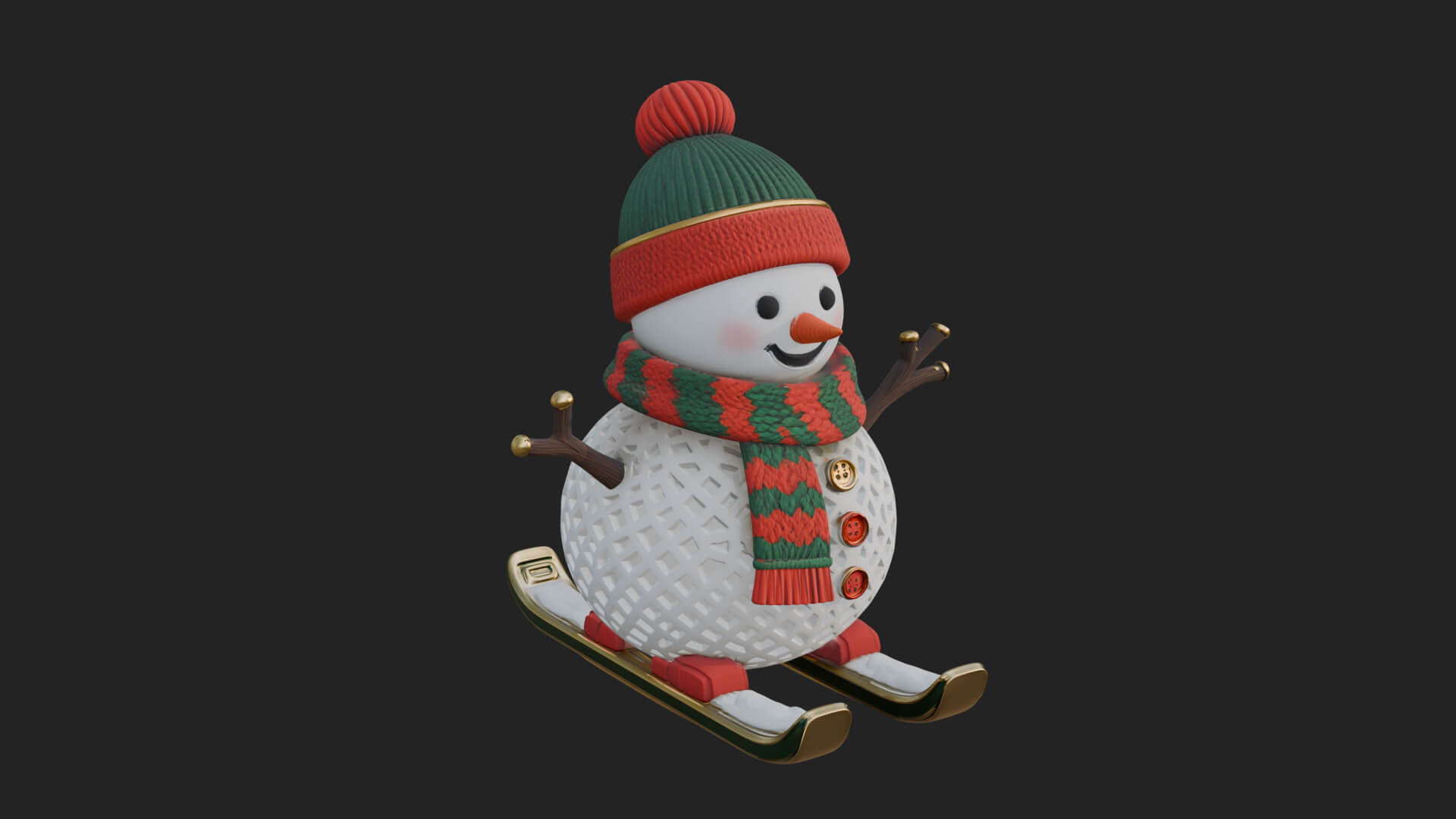 Skiing Snowman Statue Design 2 3D Print Model 3D Model