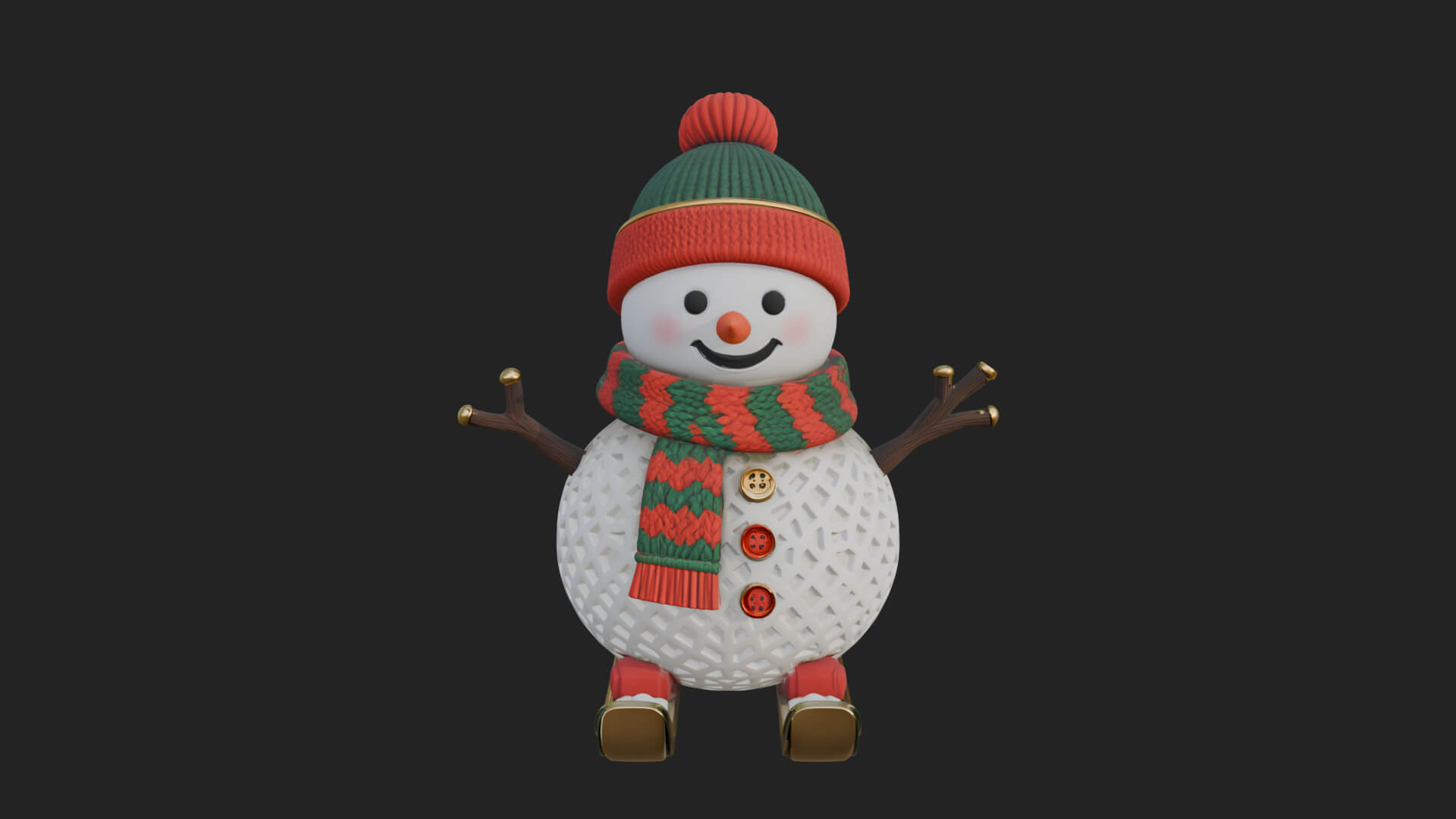 Skiing Snowman Statue Design 2 3D Print Model 3D Model