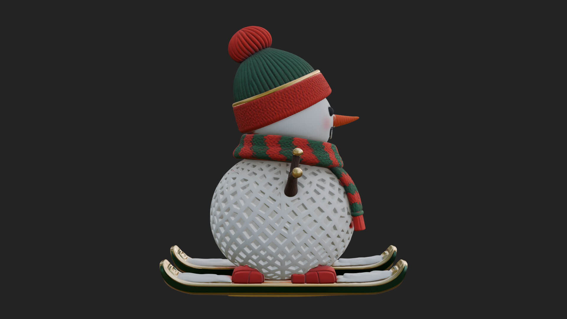 Skiing Snowman Statue Design 2 3D Print Model 3D Model