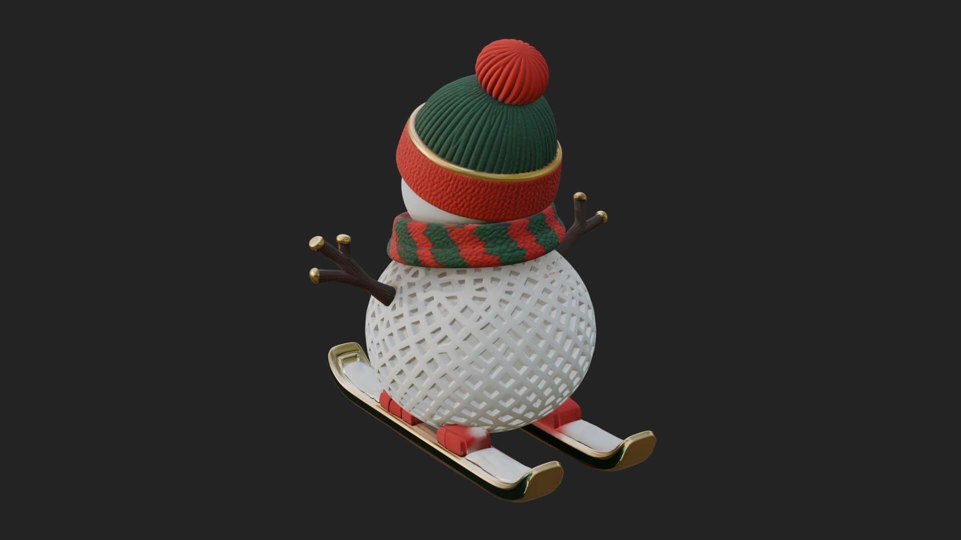 Skiing Snowman Statue Design 2 3D Print Model 3D Model
