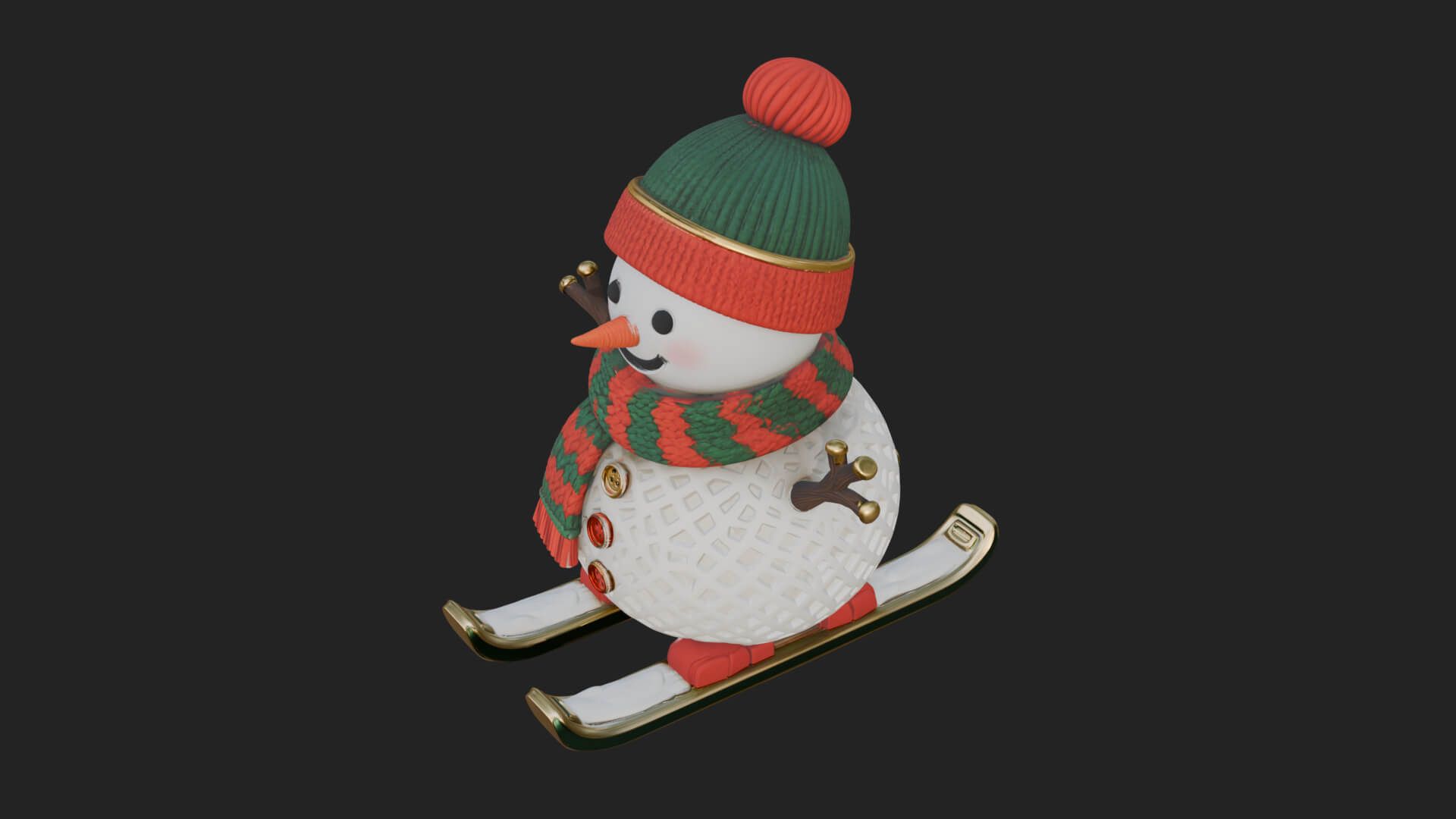 Skiing Snowman Statue Design 2 3D Print Model 3D Model