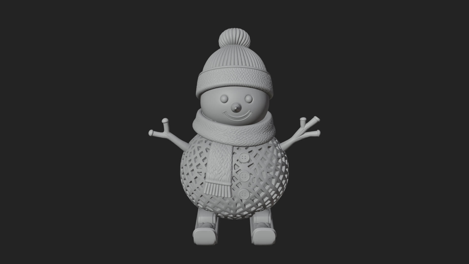 Skiing Snowman Statue Design 2 3D Print Model 3D Model