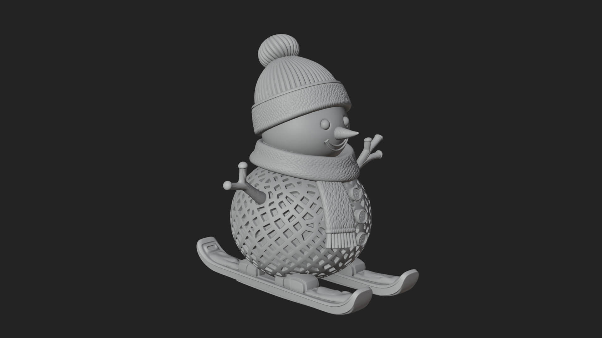 Skiing Snowman Statue Design 2 3D Print Model 3D Model