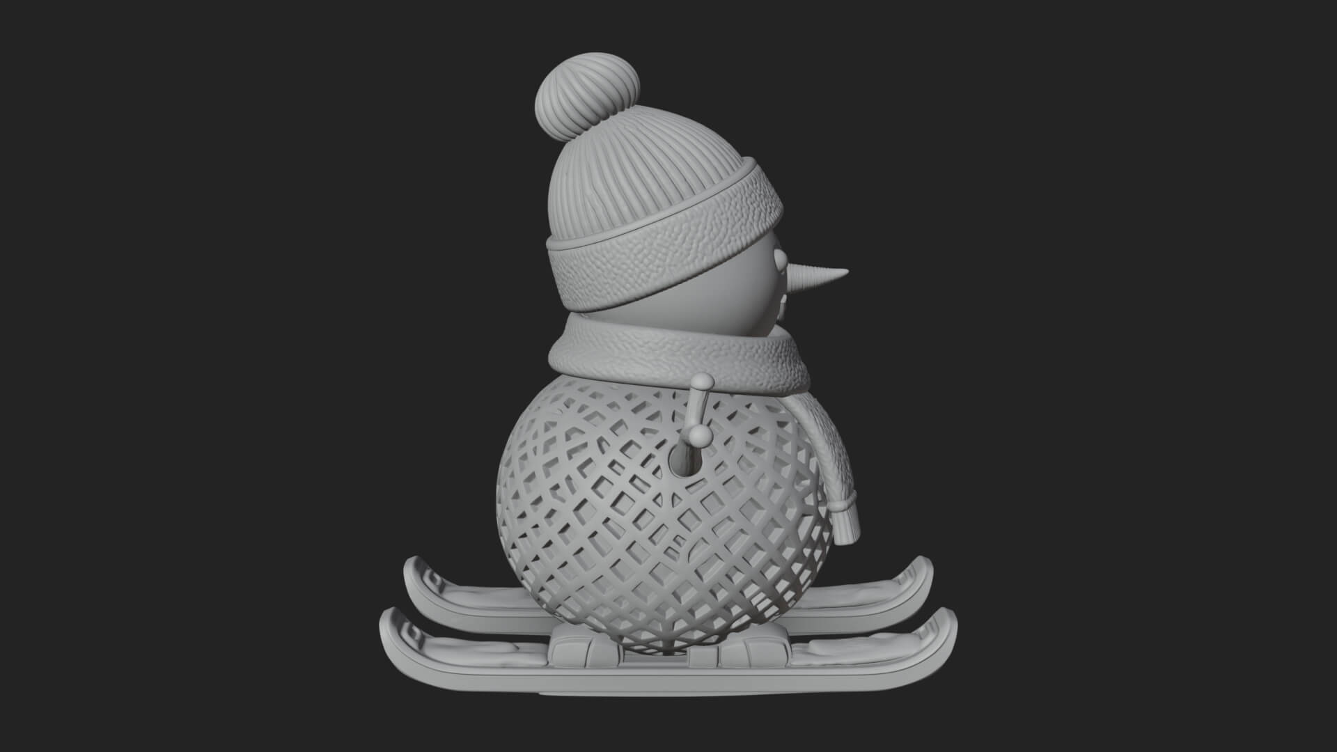 Skiing Snowman Statue Design 2 3D Print Model 3D Model